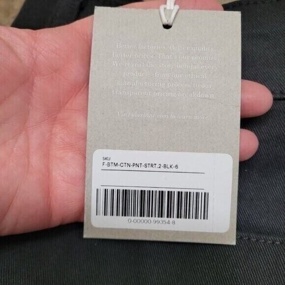 NEW Everlane The Organic Straight-Leg Pant High Rise in Black Size 6 Womens - Picture 7 of 11